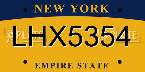 LHX5354 New York License Plate