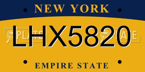 LHX5820 New York License Plate