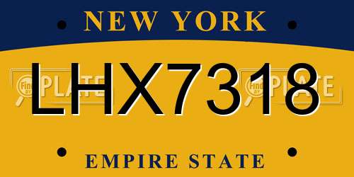 LHX7318 New York License Plate