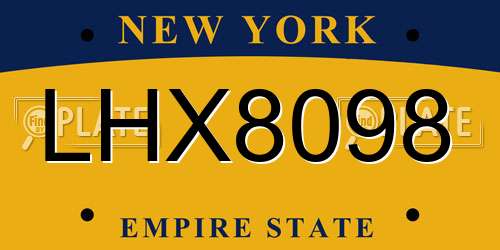 LHX8098 New York License Plate