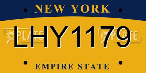 LHY1179 New York License Plate