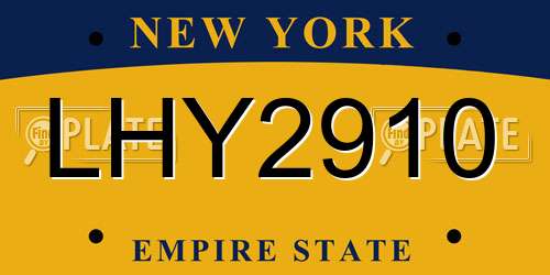 LHY2910 New York License Plate