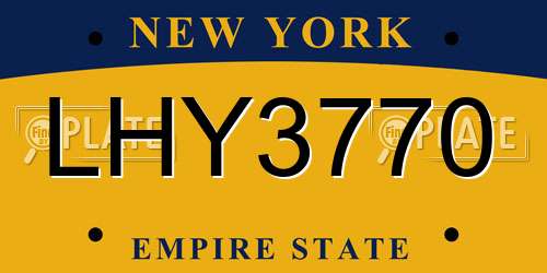 LHY3770 New York License Plate