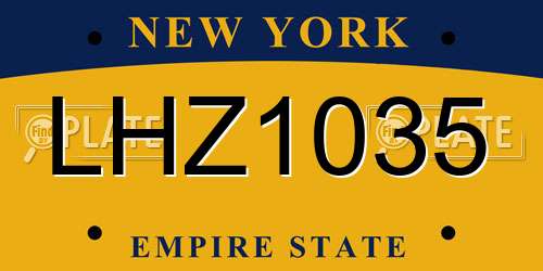 LHZ1035 New York License Plate