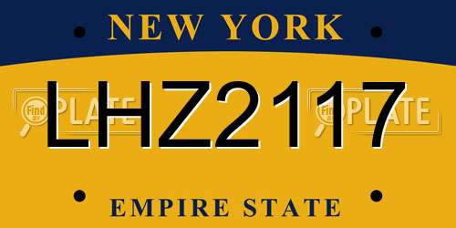 LHZ2117 New York License Plate