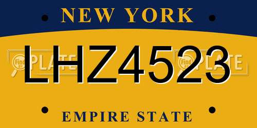 LHZ4523 New York License Plate