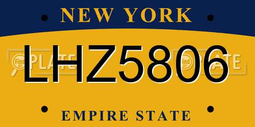 LHZ5806 New York License Plate