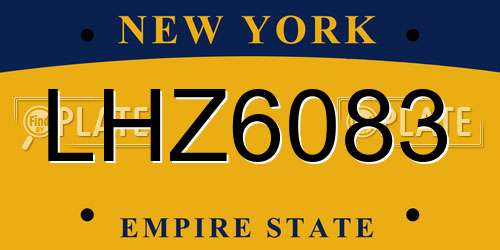 LHZ6083 New York License Plate