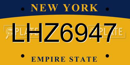 LHZ6947 New York License Plate