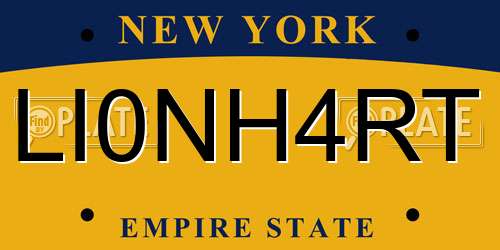 LI0NH4RT New York License Plate