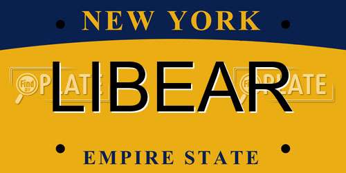 LIBEAR New York License Plate