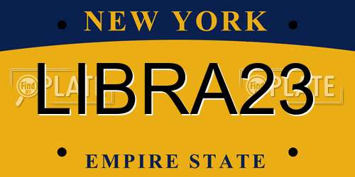 LIBRA23 New York License Plate