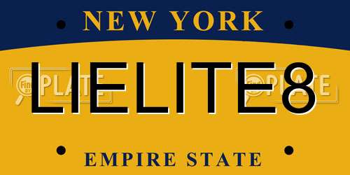 LIELITE8 New York License Plate