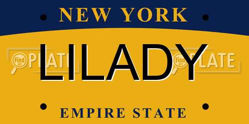 LILADY New York License Plate