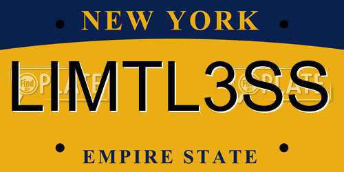 LIMTL3SS New York License Plate