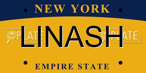 LINASH New York License Plate