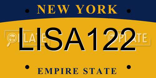 LISA122 New York License Plate