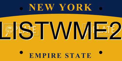 LISTWME2 New York License Plate