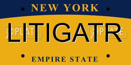 LITIGATR New York License Plate