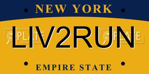LIV2RUN New York License Plate