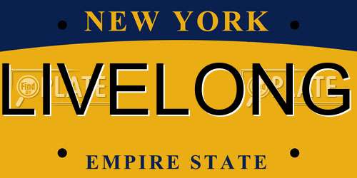 LIVELONG New York License Plate