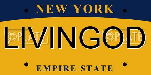 LIVINGOD New York License Plate