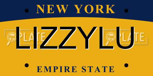 LIZZYLU New York License Plate