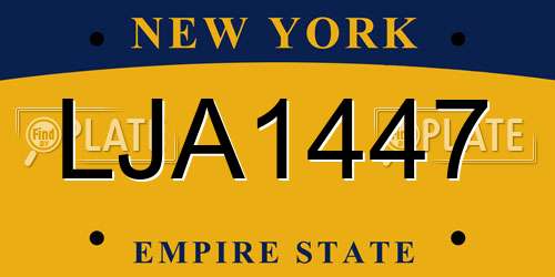 LJA1447 New York License Plate