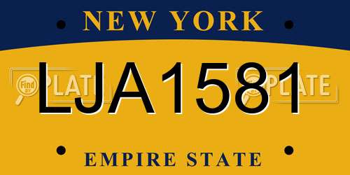 LJA1581 New York License Plate