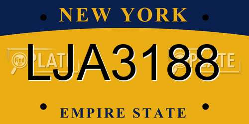 LJA3188 New York License Plate