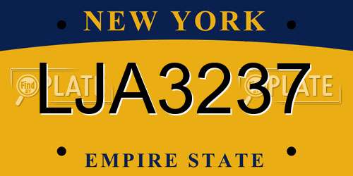 LJA3237 New York License Plate