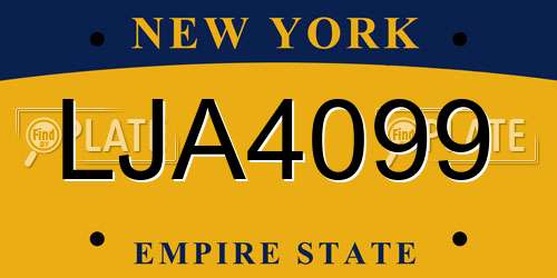 LJA4099 New York License Plate