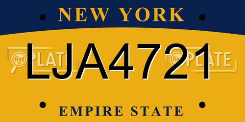 LJA4721 New York License Plate
