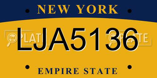 LJA5136 New York License Plate