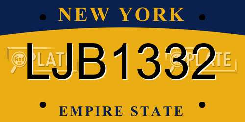 LJB1332 New York License Plate