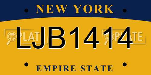 LJB1414 New York License Plate