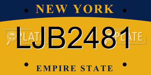 LJB2481 New York License Plate