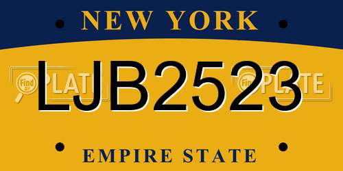 LJB2523 New York License Plate