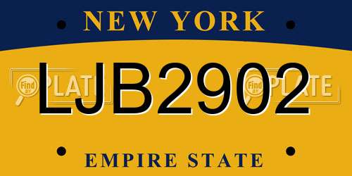 LJB2902 New York License Plate