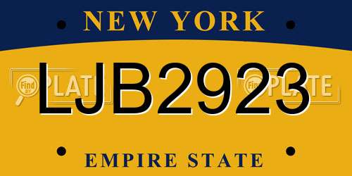 LJB2923 New York License Plate