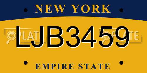 LJB3459 New York License Plate