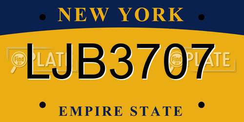 LJB3707 New York License Plate