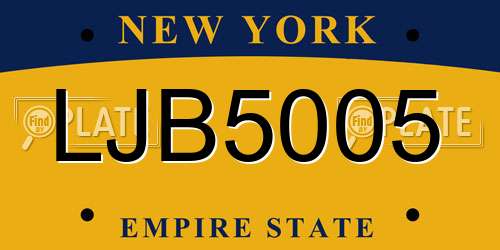 LJB5005 New York License Plate