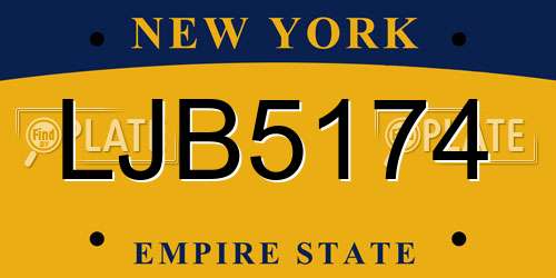 LJB5174 New York License Plate