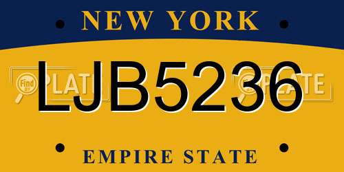 LJB5236 New York License Plate