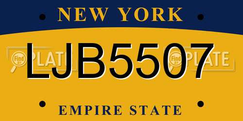 LJB5507 New York License Plate