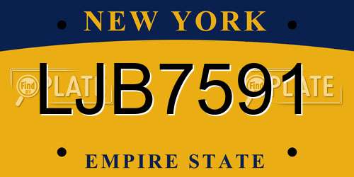 LJB7591 New York License Plate