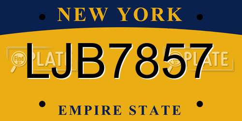 LJB7857 New York License Plate