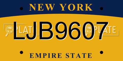 LJB9607 New York License Plate
