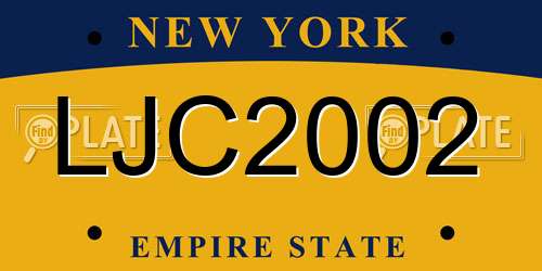 LJC2002 New York License Plate